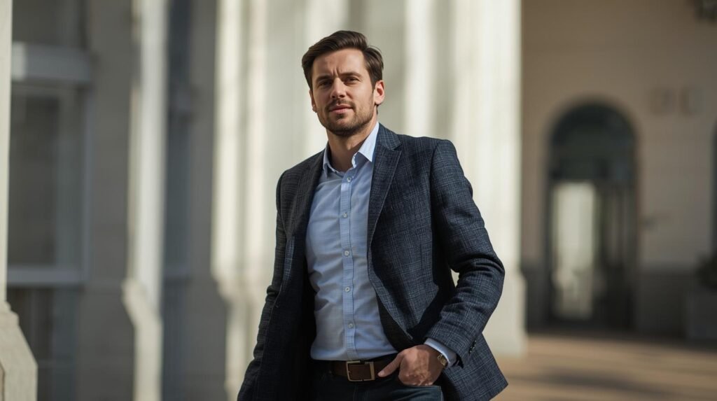 Linguagem Corporal Que Transmite Confiança: Técnicas Simples Que Funcionam em Qualquer Situação 3 Homem caminhando com postura ereta e cofiante