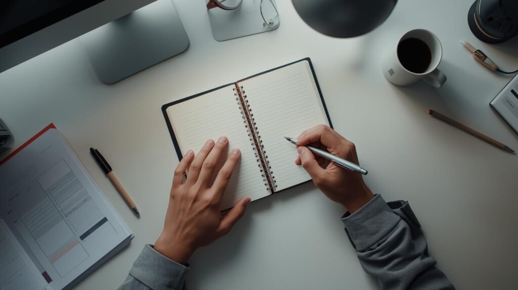 Disciplina x Motivação: Qual Importa Mais? 4 man planning day desk notebook top view